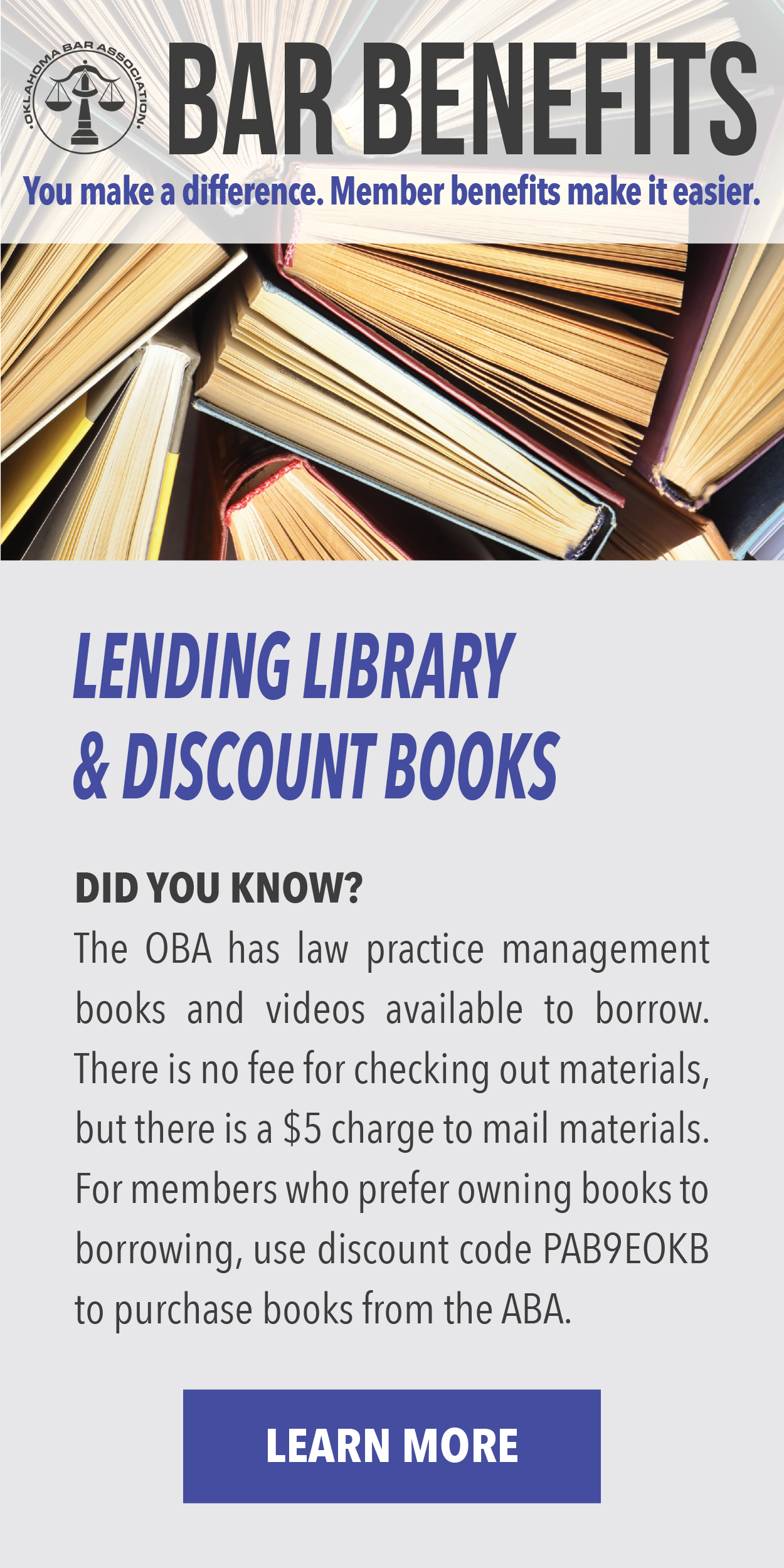 Member Benefits Lending Library Half Page